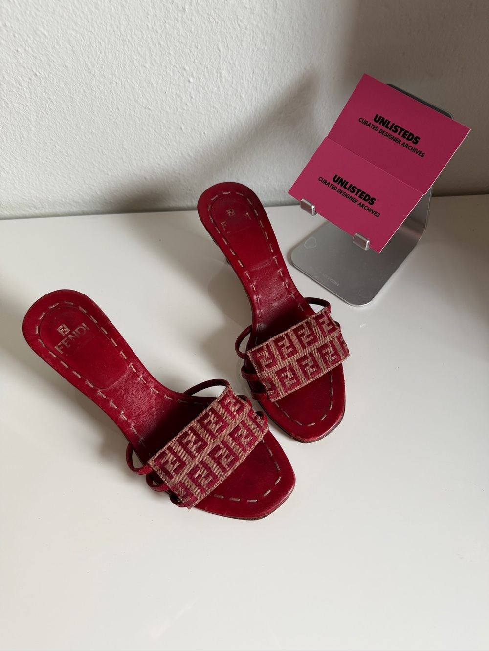 Vintage Fendi Zucca Logo Slide Heels